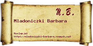 Mladoniczki Barbara névjegykártya